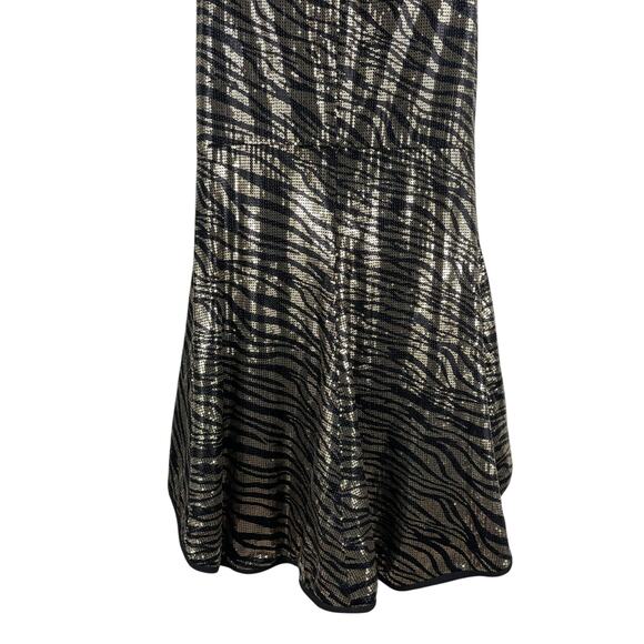 Black Halo Armelle Sequin High Lo Evening Gown Dress Golden Tiger - Picture 9 of 13